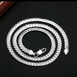 SILVER PLATED STERLING SILVER FLAT SNAKE CHAIN NECKLACE 18"